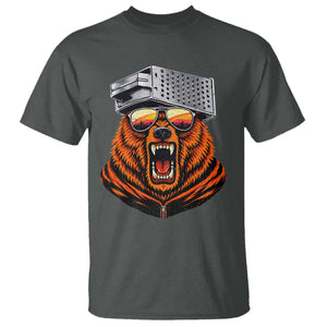 Bear With Cheese Grater Hat T Shirt Retro Foolball Fans TS10 Dark Heather Print Your Wear