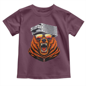 Bear With Cheese Grater Hat Toddler T Shirt Retro Foolball Fans TS10 Maroon Print Your Wear