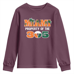 305 Miami Pride Youth Sweatshirt Urban Style Miami Beach Graphic TS10 Maroon Print Your Wear