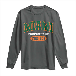 305 Miami Long Sleeve Shirt Florida FL Vintage Athletic Sports TS10 Dark Heather Print Your Wear