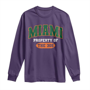 305 Miami Long Sleeve Shirt Florida FL Vintage Athletic Sports TS10 Purple Print Your Wear