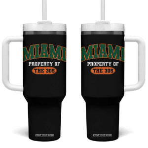 305 Miami Tumbler With Handle Florida FL Vintage Athletic Sports TS10 One Size: 40 oz Black Print Your Wear