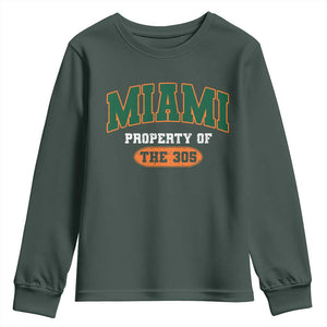 305 Miami Youth Sweatshirt Florida FL Vintage Athletic Sports TS10 Dark Forest Green Print Your Wear