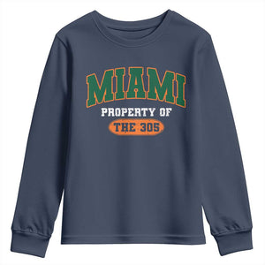 305 Miami Youth Sweatshirt Florida FL Vintage Athletic Sports TS10 Navy Print Your Wear