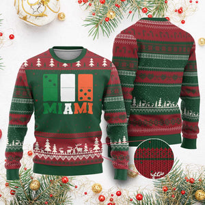 305 Miami Ugly Christmas Sweater Three Zero Five Domino TS10 Red Green Print Your Wear