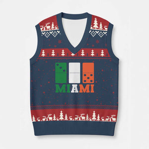 305 Miami V-Neck Knit Sweater Vest Three Zero Five Domino TS10 Navy Red Print Your Wear
