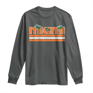 Miami Long Sleeve Shirt Florida FL Retro Vintage Weathered Athletic Sports TS10 Dark Heather Print Your Wear