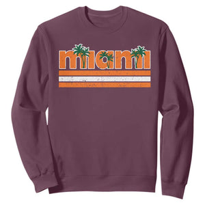 Miami Sweatshirt Florida FL Retro Vintage Weathered Athletic Sports TS10 Maroon Print Your Wear
