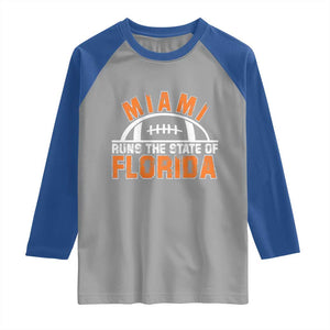 Miami Runs The State of Florida Dade County 305 Pride Raglan Shirt TS10 Sport Gray Royal Print Your Wear