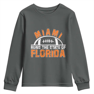 Miami Runs The State of Florida Dade County 305 Pride Youth Sweatshirt TS10 Dark Heather Print Your Wear