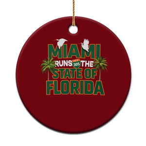 Miami Runs The State of Florida Ceramic Ornament FL Miami Dade County 305 Pride TS10 1pc Red Print Your Wear