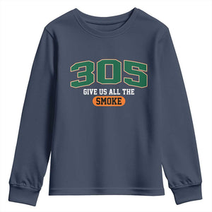 Miami 305 Give Us All The Smoke Youth Sweatshirt Vintage Athletic Sports Florida FL TS10 Navy Print Your Wear
