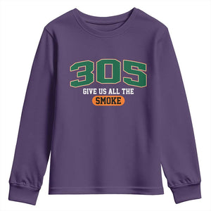 Miami 305 Give Us All The Smoke Youth Sweatshirt Vintage Athletic Sports Florida FL TS10 Purple Print Your Wear