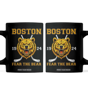 Boston Ice Hockey Coffee Mug Retro Vintage Fear The Bear TS10 Black Print Your Wear