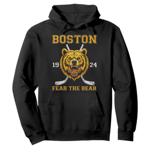 Boston Ice Hockey Hoodie Retro Vintage Fear The Bear TS10 Black Print Your Wear