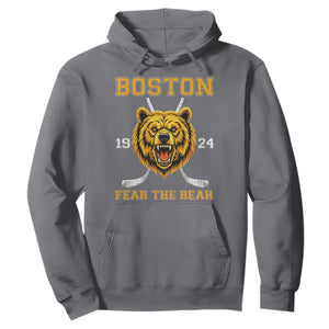 Boston Ice Hockey Hoodie Retro Vintage Fear The Bear TS10 Charcoal Print Your Wear