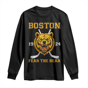 Boston Ice Hockey Long Sleeve Shirt Retro Vintage Fear The Bear TS10 Black Print Your Wear