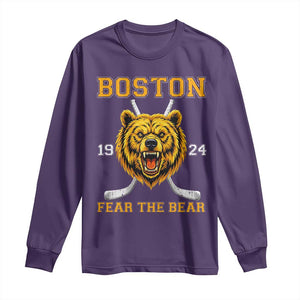 Boston Ice Hockey Long Sleeve Shirt Retro Vintage Fear The Bear TS10 Purple Print Your Wear