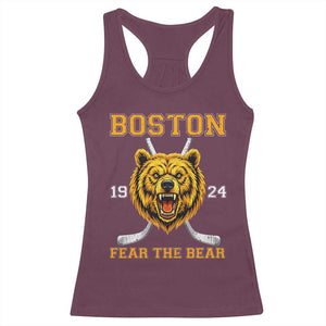 Boston Ice Hockey Racerback Tank Top Retro Vintage Fear The Bear TS10 Maroon Print Your Wear