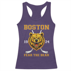 Boston Ice Hockey Racerback Tank Top Retro Vintage Fear The Bear TS10 Purple Print Your Wear