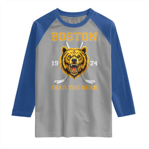 Boston Ice Hockey Raglan Shirt Retro Vintage Fear The Bear TS10 Sport Gray Royal Print Your Wear