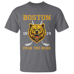 Boston Ice Hockey T Shirt Retro Vintage Fear The Bear TS10 Charcoal Print Your Wear