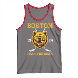Boston Ice Hockey Tank Top Retro Vintage Fear The Bear TS10 Deep Heather Red Print Your Wear
