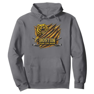 Boston Ice Hockey Hoodie Retro Fear The Bear Funny Sarcastic Saying TS10 Charcoal Print Your Wear