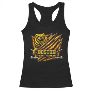 Boston Ice Hockey Racerback Tank Top Retro Fear The Bear Funny Sarcastic Saying TS10 Black Print Your Wear