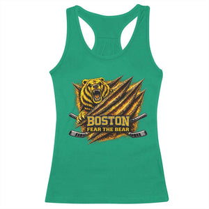 Boston Ice Hockey Racerback Tank Top Retro Fear The Bear Funny Sarcastic Saying TS10 Irish Green Print Your Wear