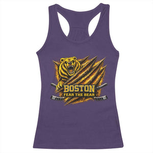 Boston Ice Hockey Racerback Tank Top Retro Fear The Bear Funny Sarcastic Saying TS10 Purple Print Your Wear