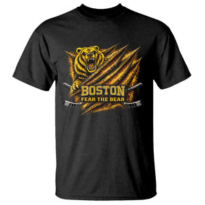 Boston Ice Hockey T Shirt Retro Fear The Bear Funny Sarcastic Saying TS10 Black Print Your Wear