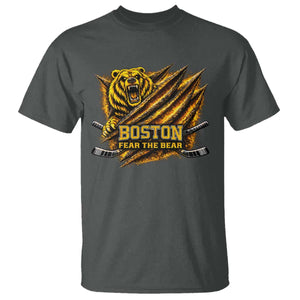 Boston Ice Hockey T Shirt Retro Fear The Bear Funny Sarcastic Saying TS10 Dark Heather Print Your Wear