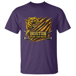 Boston Ice Hockey T Shirt Retro Fear The Bear Funny Sarcastic Saying TS10 Purple Print Your Wear