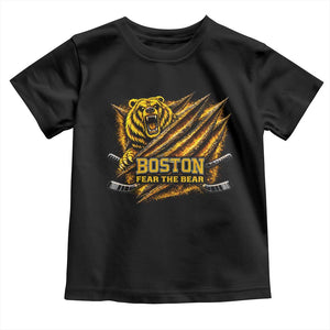 Boston Ice Hockey Toddler T Shirt Retro Fear The Bear Funny Sarcastic Saying TS10 Black Print Your Wear