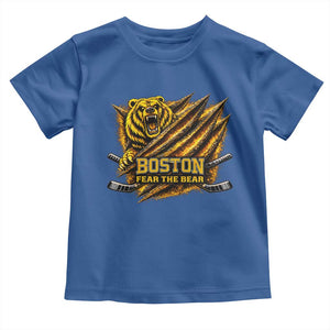 Boston Ice Hockey Toddler T Shirt Retro Fear The Bear Funny Sarcastic Saying TS10 Royal Blue Print Your Wear