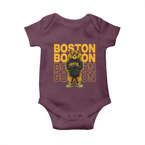 Retro Boston Ice Hockey Baby Onesie Fear The Bear TS10 Maroon Print Your Wear