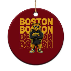 Retro Boston Ice Hockey Ceramic Ornament Fear The Bear TS10 1pc Red Print Your Wear