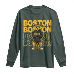 Retro Boston Ice Hockey Long Sleeve Shirt Fear The Bear TS10 Dark Forest Green Print Your Wear