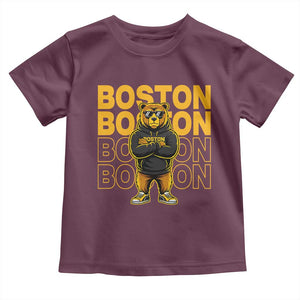 Retro Boston Ice Hockey Toddler T Shirt Fear The Bear TS10 Maroon Print Your Wear