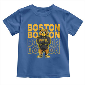 Retro Boston Ice Hockey Toddler T Shirt Fear The Bear TS10 Royal Blue Print Your Wear