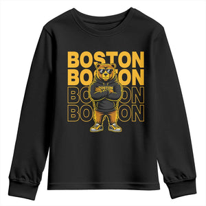 Retro Boston Ice Hockey Youth Sweatshirt Fear The Bear TS10 Black Print Your Wear