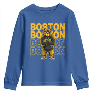 Retro Boston Ice Hockey Youth Sweatshirt Fear The Bear TS10 Royal Blue Print Your Wear
