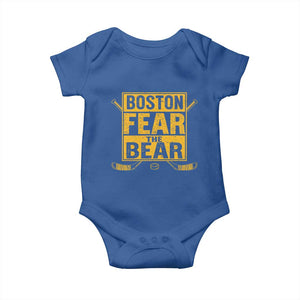 Boston Ice Hockey Baby Onesie Fear The Bear TS10 Royal Blue Print Your Wear