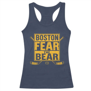 Boston Ice Hockey Racerback Tank Top Fear The Bear TS10 Navy Print Your Wear