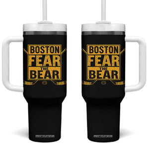 Boston Ice Hockey Tumbler With Handle Fear The Bear TS10 One Size: 40 oz Black Print Your Wear