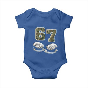 Funny Six Seven 6 7 Meme Baby Onesie Gen Alpha Slang 6 7 Hands Camo Boy Girl TS10 Royal Blue Print Your Wear