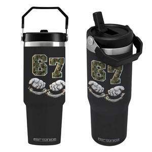 Funny Six Seven 6 7 Meme Flip Straw Tumbler Gen Alpha Slang 6 7 Hands Camo Boy Girl TS10 One Size: 30 oz Black Print Your Wear