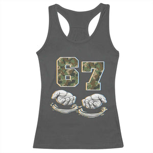 Funny Six Seven 6 7 Meme Racerback Tank Top Gen Alpha Slang 6 7 Hands Camo Boy Girl TS10 Dark Heather Print Your Wear