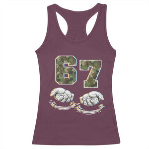 Funny Six Seven 6 7 Meme Racerback Tank Top Gen Alpha Slang 6 7 Hands Camo Boy Girl TS10 Maroon Print Your Wear